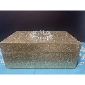 BEAUTIFUL SPARKLING GOLD INITIAL C 8X5X3 JEWELRY/TRINKET BOX  ( 1532)‎